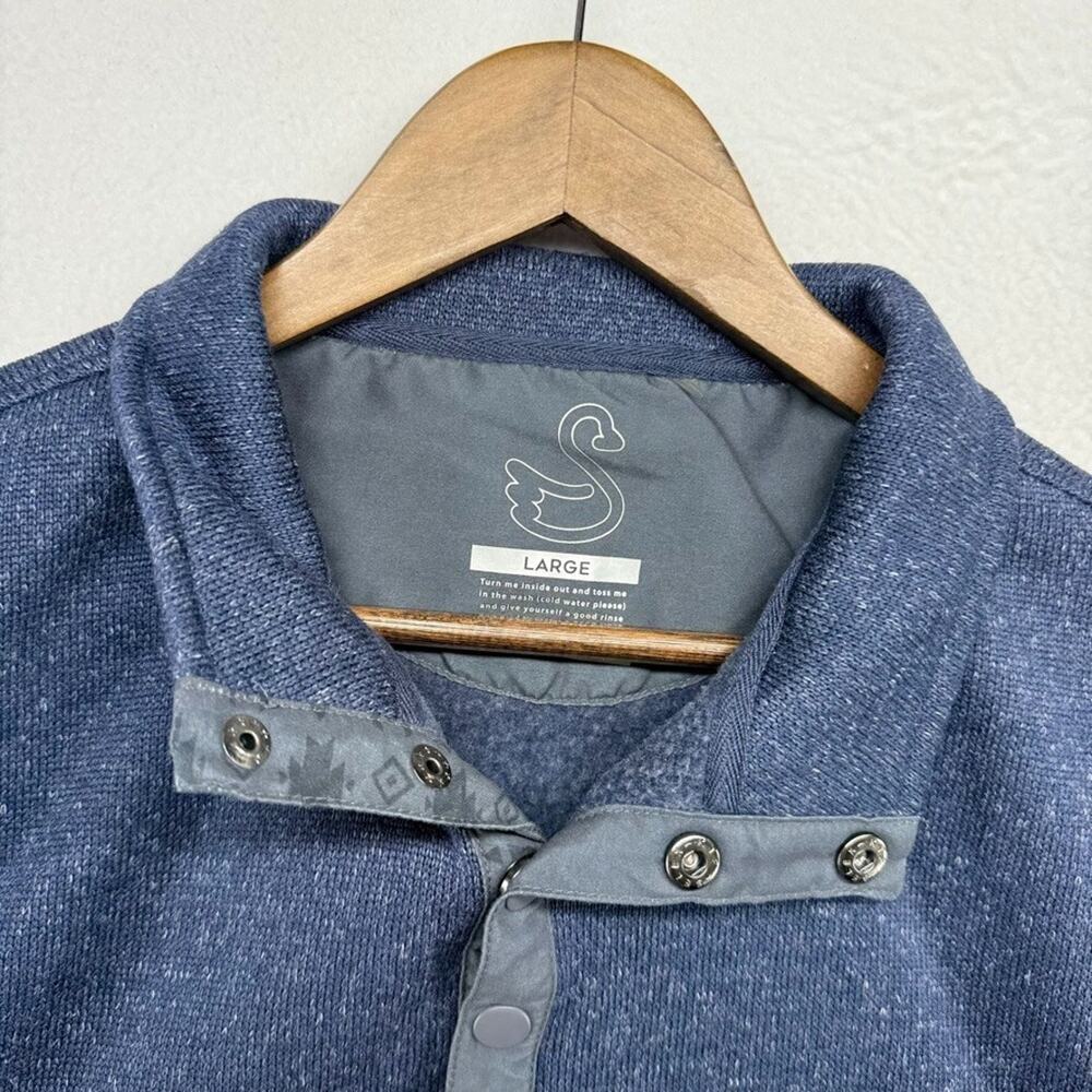 Swannies Sweater Men's Large Blue Snap T Fleece Pullover Crystal Mountain Golf